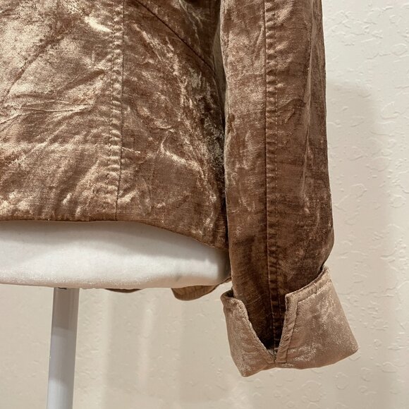~ RARE Free People S Boho Blazer Velvety Copper Bronze Gold Soft Button Lapels - Picture 11 of 16